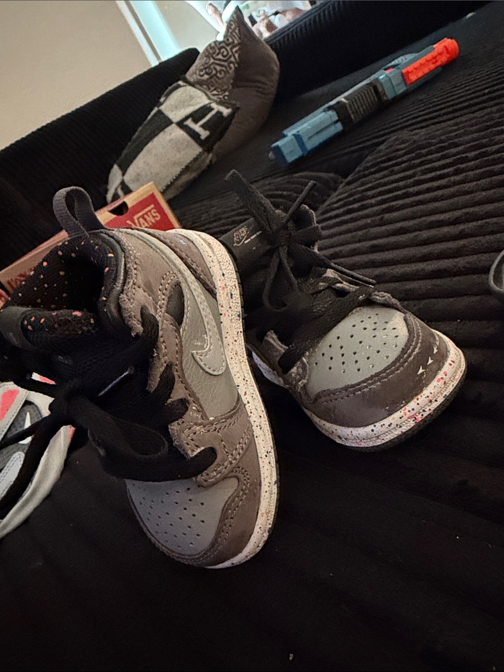 Nike Kids Grey and Black High-Top Sneakers